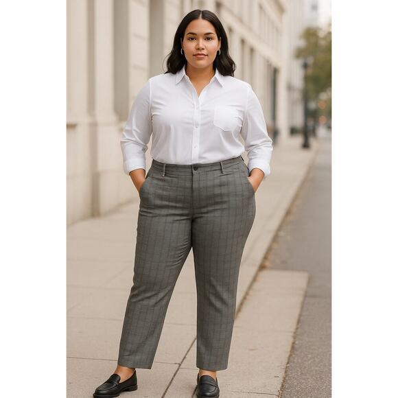 Tommy Hilfiger Pants - New Tommy Hilfiger 24W Plaid Pattern Pants Gray Stretch Mid Rise Trousers